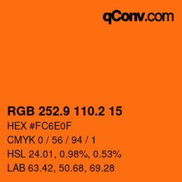 カラーコード: RGB 252.9 110.2 15 | qconv.com