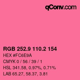 カラーコード: RGB 252.9 110.2 154 | qconv.com