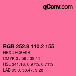 カラーコード: RGB 252.9 110.2 155 | qconv.com