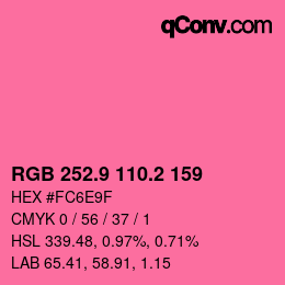 カラーコード: RGB 252.9 110.2 159 | qconv.com