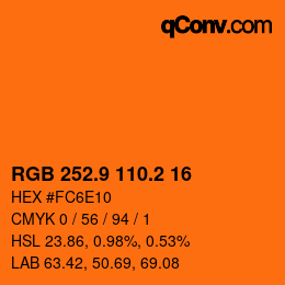 カラーコード: RGB 252.9 110.2 16 | qconv.com