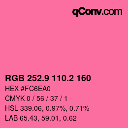 カラーコード: RGB 252.9 110.2 160 | qconv.com