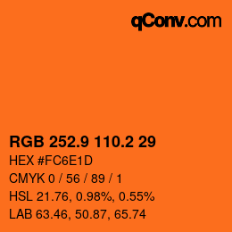カラーコード: RGB 252.9 110.2 29 | qconv.com