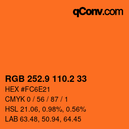 カラーコード: RGB 252.9 110.2 33 | qconv.com