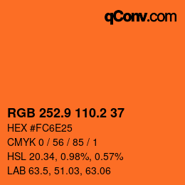 カラーコード: RGB 252.9 110.2 37 | qconv.com