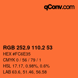 カラーコード: RGB 252.9 110.2 53 | qconv.com