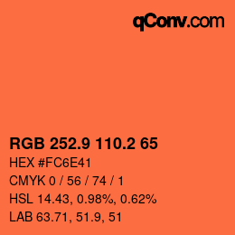 カラーコード: RGB 252.9 110.2 65 | qconv.com