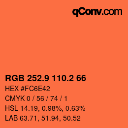 Color code: RGB 252.9 110.2 66 | qconv.com