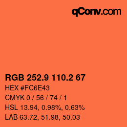 カラーコード: RGB 252.9 110.2 67 | qconv.com