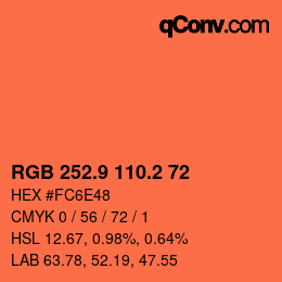 カラーコード: RGB 252.9 110.2 72 | qconv.com