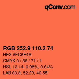 Color code: RGB 252.9 110.2 74 | qconv.com