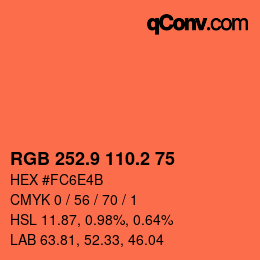 Color code: RGB 252.9 110.2 75 | qconv.com