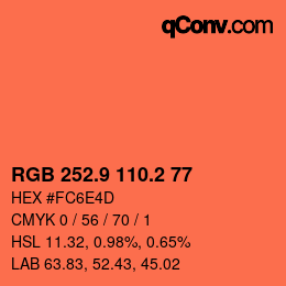 カラーコード: RGB 252.9 110.2 77 | qconv.com