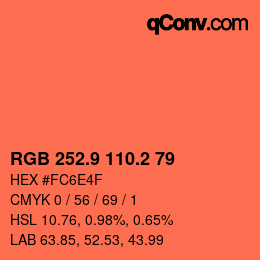カラーコード: RGB 252.9 110.2 79 | qconv.com