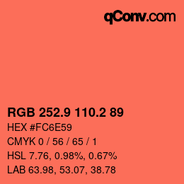 Color code: RGB 252.9 110.2 89 | qconv.com