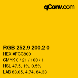 カラーコード: RGB 252.9 200.2 0 | qconv.com