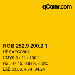 カラーコード: RGB 252.9 200.2 1 | qconv.com