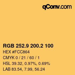 Color code: RGB 252.9 200.2 100 | qconv.com