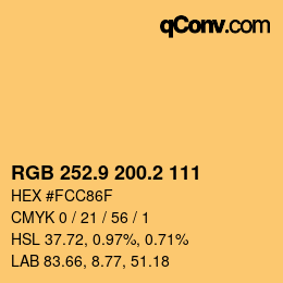 カラーコード: RGB 252.9 200.2 111 | qconv.com