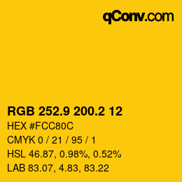 カラーコード: RGB 252.9 200.2 12 | qconv.com