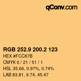 Color code: RGB 252.9 200.2 123 | qconv.com