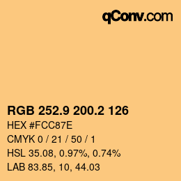 Color code: RGB 252.9 200.2 126 | qconv.com