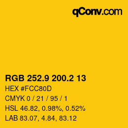 カラーコード: RGB 252.9 200.2 13 | qconv.com