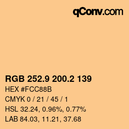カラーコード: RGB 252.9 200.2 139 | qconv.com