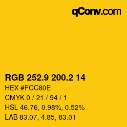 カラーコード: RGB 252.9 200.2 14 | qconv.com