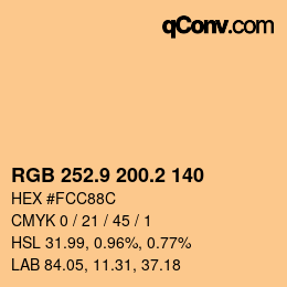Color code: RGB 252.9 200.2 140 | qconv.com