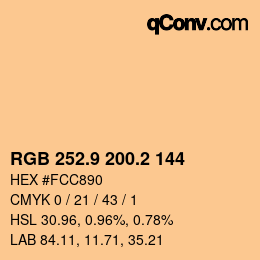 カラーコード: RGB 252.9 200.2 144 | qconv.com