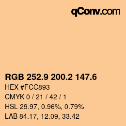 カラーコード: RGB 252.9 200.2 147.6 | qconv.com