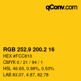 カラーコード: RGB 252.9 200.2 16 | qconv.com