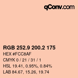 カラーコード: RGB 252.9 200.2 175 | qconv.com