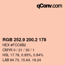 カラーコード: RGB 252.9 200.2 178 | qconv.com