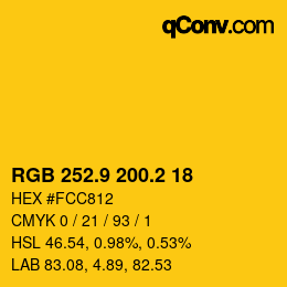 カラーコード: RGB 252.9 200.2 18 | qconv.com