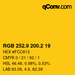 カラーコード: RGB 252.9 200.2 19 | qconv.com