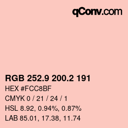 カラーコード: RGB 252.9 200.2 191 | qconv.com