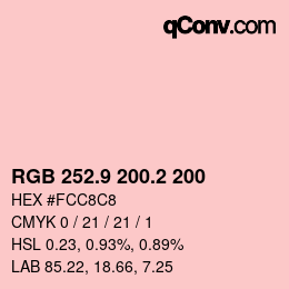 カラーコード: RGB 252.9 200.2 200 | qconv.com
