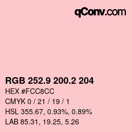Color code: RGB 252.9 200.2 204 | qconv.com