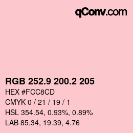 カラーコード: RGB 252.9 200.2 205 | qconv.com
