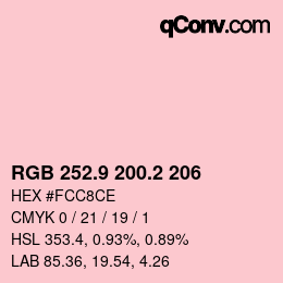 Color code: RGB 252.9 200.2 206 | qconv.com