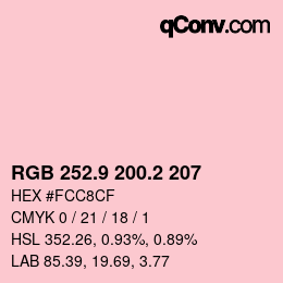カラーコード: RGB 252.9 200.2 207 | qconv.com