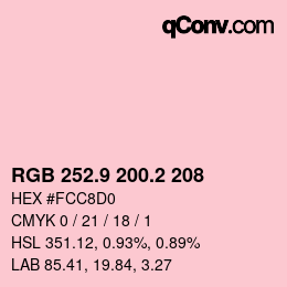 カラーコード: RGB 252.9 200.2 208 | qconv.com