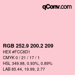 Color code: RGB 252.9 200.2 209 | qconv.com