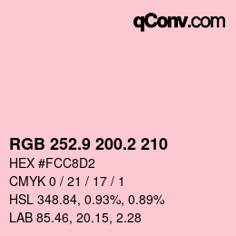 Color code: RGB 252.9 200.2 210 | qconv.com