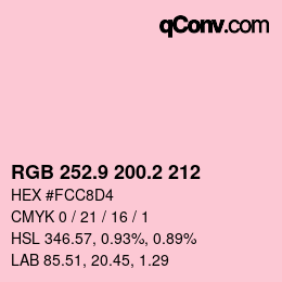 カラーコード: RGB 252.9 200.2 212 | qconv.com