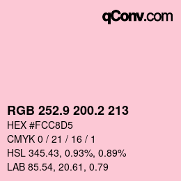 カラーコード: RGB 252.9 200.2 213 | qconv.com