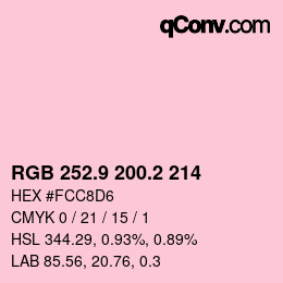 Color code: RGB 252.9 200.2 214 | qconv.com