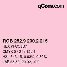カラーコード: RGB 252.9 200.2 215 | qconv.com